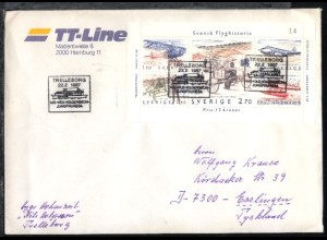 TRELLEBORG 24.2.1987 MS NILS HOLGERSSON JUNGFRURESA auf Reederei-Umschlag 