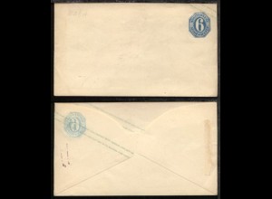6 Kr., Umschlag mit rs Blinddruck des Wertstempels, rs Papierrest