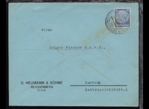 OSt. REICHENBERG 3 4b 26.X.38 auf Firmen-Bf. (C. Neumann & Söhne, Reichenberg)