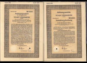 1927 Stadt Mannheim Ablösungsanleihe über 12,50 RM mit anhängendem 