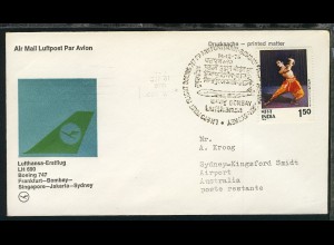 Lufthansa Erstflugbrief Bombay-Sidney 14.12.1976