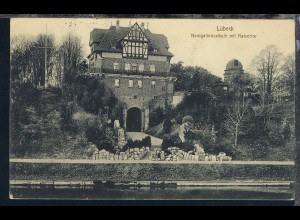 Lübeck Navigationsschule mit Kaisertor, 1914