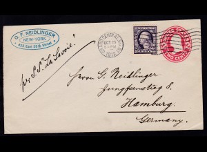 hs Leitvermerk per SS La Savoie auf Brief ab New York OCT 23 1912 nach Hamburg