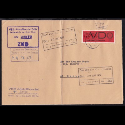 VD 20 Pfg. auf ZKD-Brief (Format C5) des VEB Altstoffhandel Zeitz 