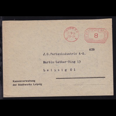 Leipzig Postfreistempel LEIPZIG C2 III * 5.9.34 DEUTSCHES REICH 8