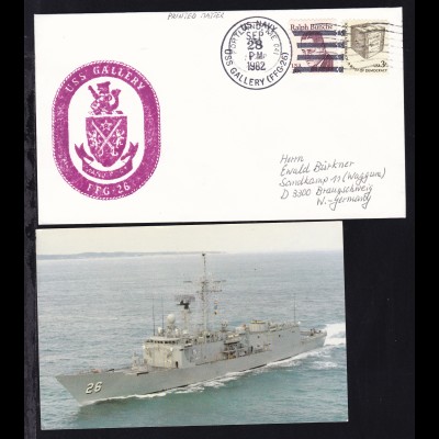 US NAVY USS GALLERY (FFG-26) SEP 28 1982 + Cachet auf Brief,