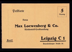 Leipzig ungebrauchte Firmenpostkarte der Kleiderstoff-Großhandlung 