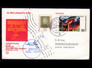 Lufthansa Erstflug-Brief Frankfurt-Guayaquil 12.4.1975