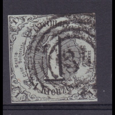 Ziffer 1 Kr. mit Nummernstempel 134 (= Mainz)