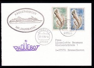 L1 PAQUEBOT + OSt. Lübeck 26.8.94 + Cachet MS Hanseatic auf Postkarte