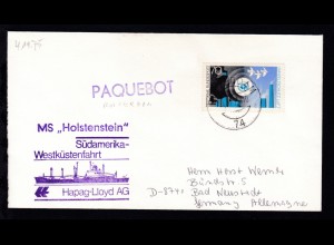 L1 PAQUEBOT + OSt. Rotterdam 4.11.75 + Cachet MS Holstenstein auf Brief