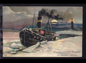 "Glückliche Fahrt im neuen Jahre", Neujahrskarte 1908