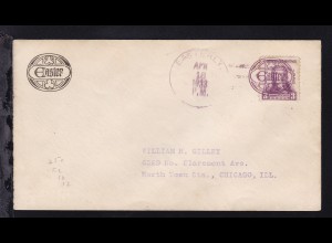 Maschinenstempel EASTERLY APR 16 1933 + Osterei-Figuren-Stempel auf Brief