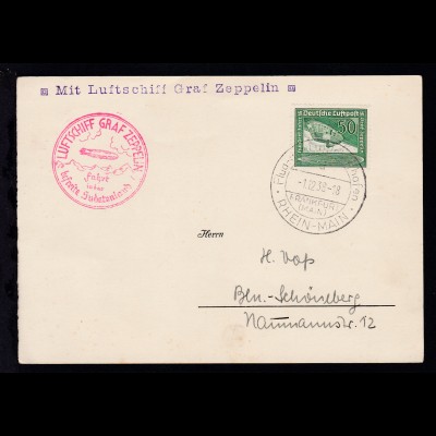 LZ 130 Postkarte Sudetenland-Fahrt 1938 Abwurf Reichenberg