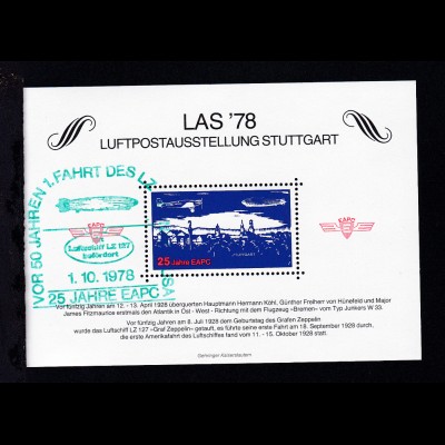 LAS '78 Luftpostausstellung Stuttgart Vignettenblock