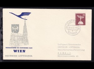 Lufthansa-Erstflugbrief Frankfurt-Wien 28.7.1957