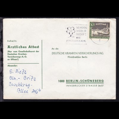 Alt-Berlin 10 Pfg. auf Brief ab Berlin 17 17.2.63 nach Berlin-Schöneberg