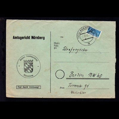 Nürnberg Dienstbrief des Amtsgericht Nürnberg ab Nürnberg 17.9.51 nach Berlin