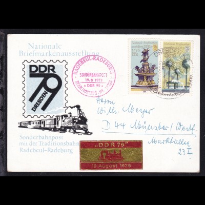 Dresden Nationale Briefmarkenausstellung 1979 Sonderpostkarte mit Sonderstempel,