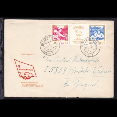 8. FDGB-Kongress auf Brief (FDC-Umschlag) ab Bitterfeld 26.5.72 
