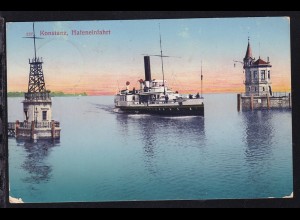 Konstanz Hafeneinfahrt, Karte 1Ecke min. beschädigt