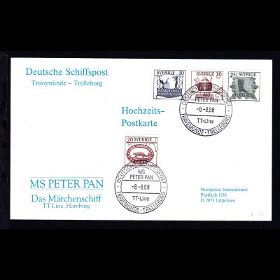 DEUTSCHE SCHIFFSPOST MS PETER PAN TT-LINE TRAVEMÜNDE-TRELLEBORG 8.8.88 