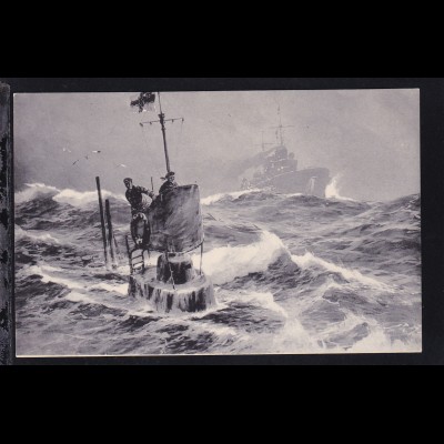 Unterseeboot in der Nordsee "Auf der Wacht", Stöwer-Karte