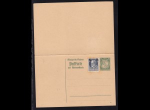 Postkarte Wappen 7½ Pfg./7½ Pfg., beide Teile mit 2½ Pfg. auffrankiert