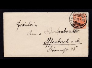 Germania 10 Pfg. auf Brief ab Frankfurt (Main) 28.12.20 nach Offenbaach