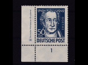200. Geburtstag von Johann Wolfgang von Goethe 50+25 Pfg. Eckrandstück 