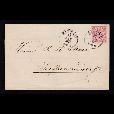 Ziffer 1 Gr. auf Briefhülle mit K1 ZITTAU 14 JAN 1871 nach Seifhennersdorf
