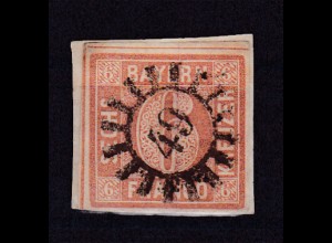 Ziffer 6 Kr. mit Mühlradstempel 49 (= Deggendorf)
