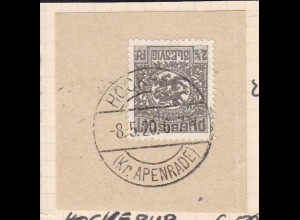 Wappen 2½ Pfg. auf Briefstück mit Stempel HOCKERUP (Kr. APENRADE) 8.5.20