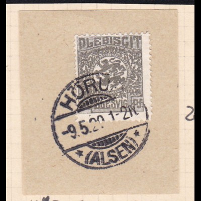 Wappen 2½ Pfg. auf Briefstück mit Stempel HÖRUP (ALSEN) ** 9.5.20