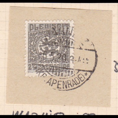 Wappen 2½ Pfg. auf Briefstück mit Stempel WARNITZ (Kr. APENRADE) 6.5.20