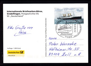 SINDELFINGEN 71065 Deutsche Post Intern. Briefmarken-Börse 2010 Postgeschichte