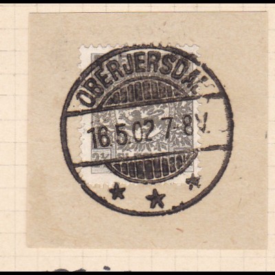 Wappen 2½ Pfg. auf Briefstück mit Stempel OBERJERSDAL *** 16.5.02