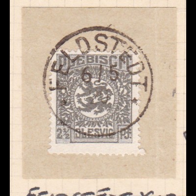 Wappen 2½ Pfg. auf Briefstück mit Stempel FELDSTEDT *** 6.5.20