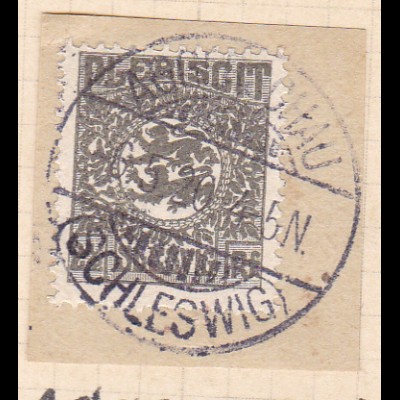 Wappen 2½ Pfg. auf Briefstück mit Stempel AGGERSCHAU (SCHLESWIG) 6.5.20