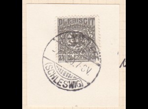 Wappen 2½ Pfg. auf Briefstück mit Stempel HAMMLEFF (SCHLESWIG) 7.5.20