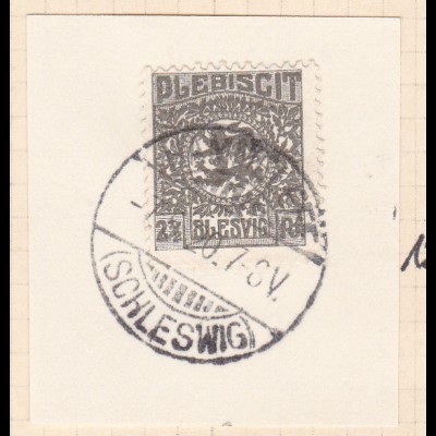 Wappen 2½ Pfg. auf Briefstück mit Stempel HAMMLEFF (SCHLESWIG) 7.5.20