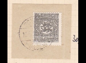 Wappen 2½ Pfg. auf Briefstück mit Stempel SCHAUBY (ALSEN) ** 10.5.20