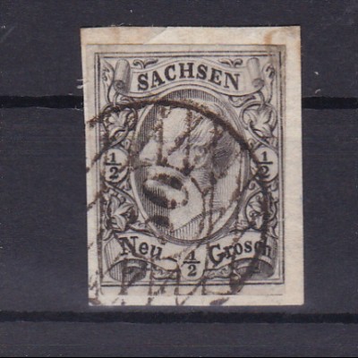 König Johann I ½ Ngr. auf Briefstück mit Nummernstempel 50 
