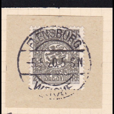 Wappen 2½ Pfg. auf Briefstück mit Stempel FLENSBURG WEICHE 5.5.20