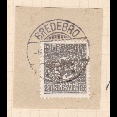 Wappen 2½ Pfg. auf Briefstück mit Stempel BREDEBRO *** 6.5.20