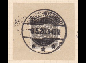 Wappen 2½ Pfg. auf Briefstück mit Stempel GROSS-NUSTRUP *** 6.5.20