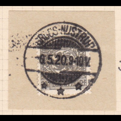 Wappen 2½ Pfg. auf Briefstück mit Stempel GROSS-NUSTRUP *** 6.5.20