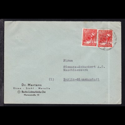 Rotaufdruck 8 Pfg. 2x auf Firmenbrief (Dr. Mertens,Berlin-Lichterfelde Ost) 