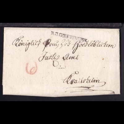 1806 L1 R3 GOEPPINGEN auf Brief des Oberamt Göppingen nach Crailsheim