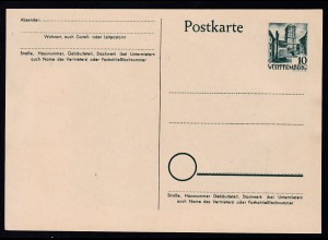 Württemberg Postkarte 10 Pfg.